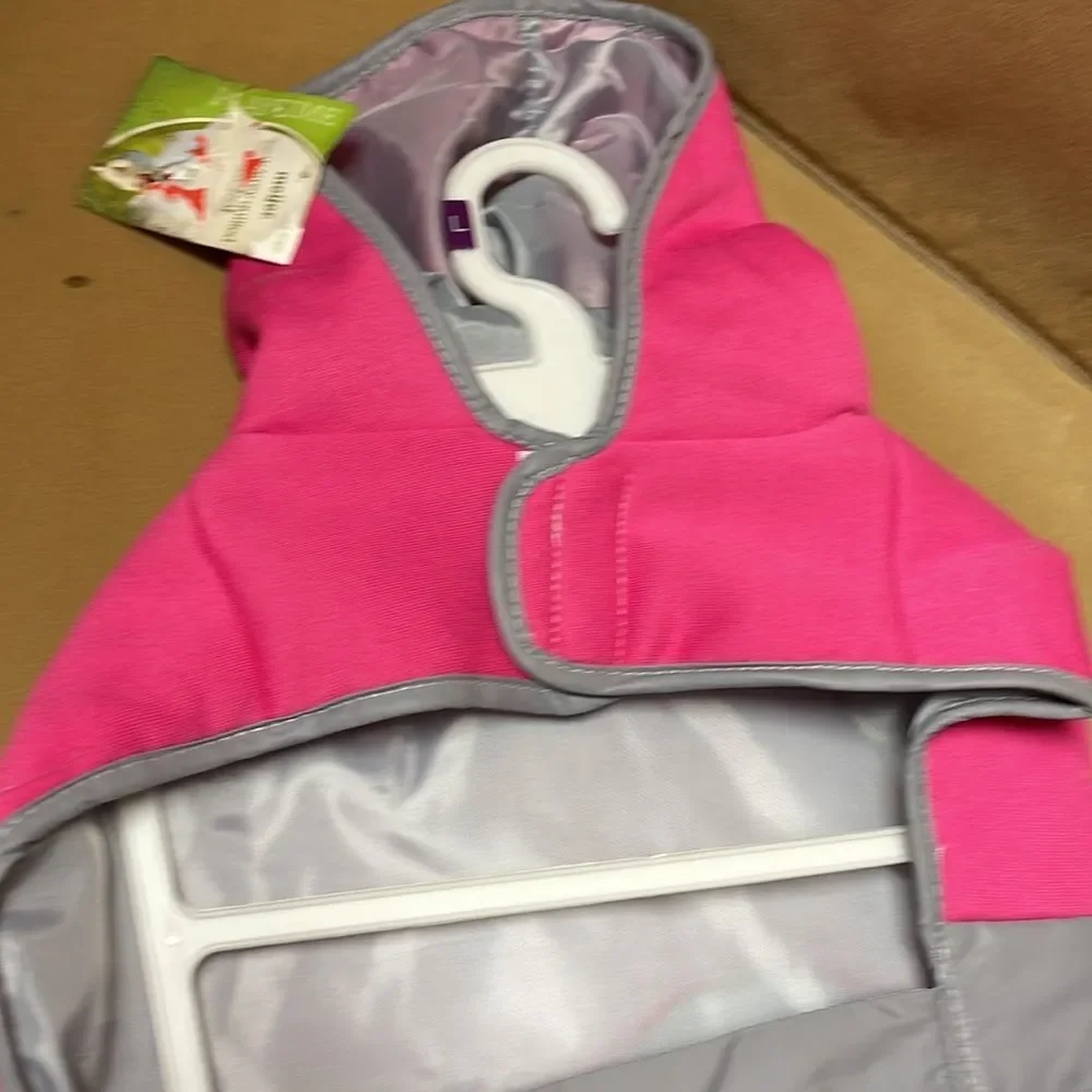 Pink and gray rain jacket
